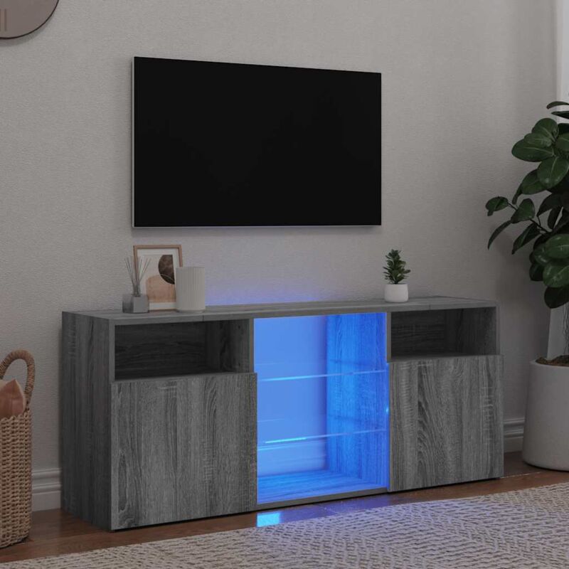 foto del prodotto vidaxl mobile porta tv con luci led grigio sonoma 120x30x50 cm