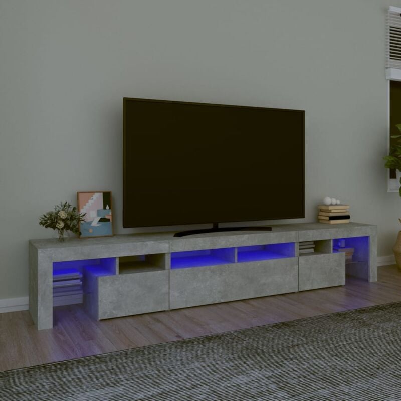 foto del prodotto vidaxl mobile porta tv con luci led grigio cemento 230x36,5x40 cm