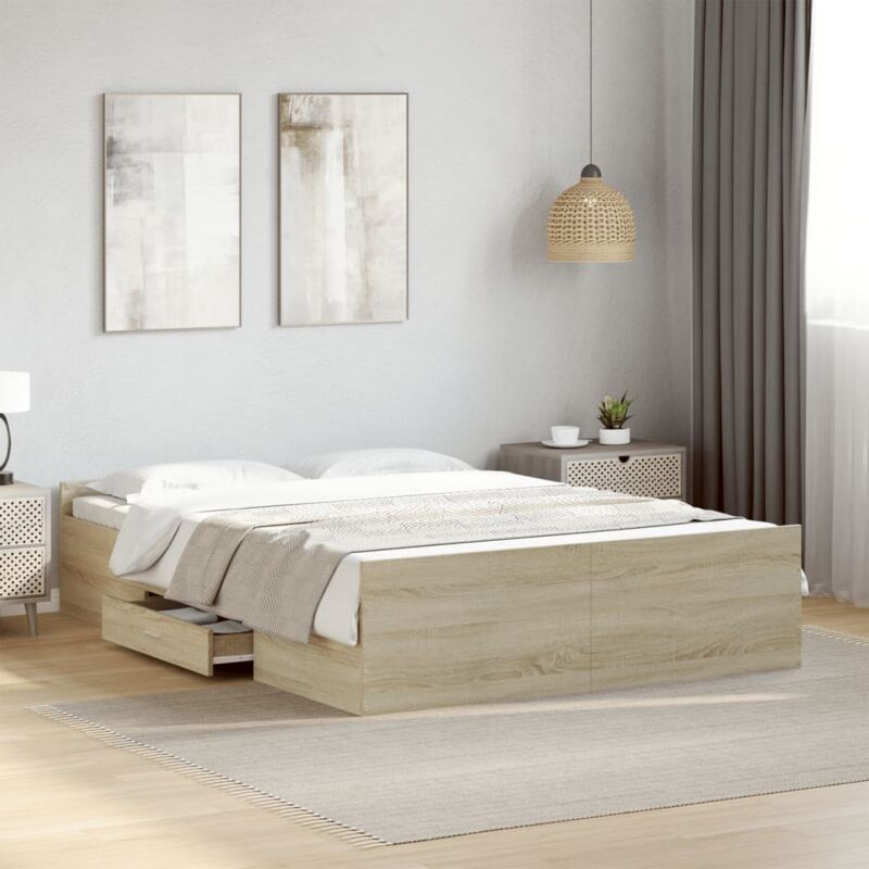 foto del prodotto giroletto cassetti rovere sonoma 140x190 cm legno multistrato vidaxl