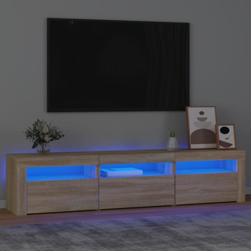 foto del prodotto vidaxl mobile porta tv con luci led rovere sonoma 180x35x40 cm