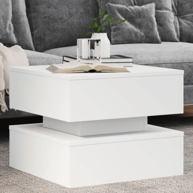 foto del prodotto vidaxl tavolino da salotto con luci led bianco 50x50x40 cm