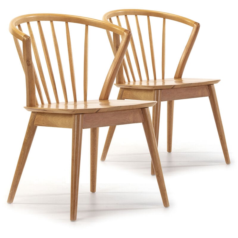 foto del prodotto pack 2 sedie mura color rovere, legno massello, 55 x 58,5 x 84 cm