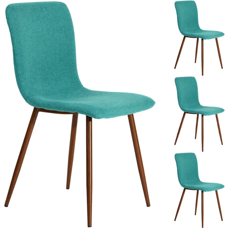 foto del prodotto set 4 sedie per sala da pranzo turchese gambe effetto legno seduta ergonomica
