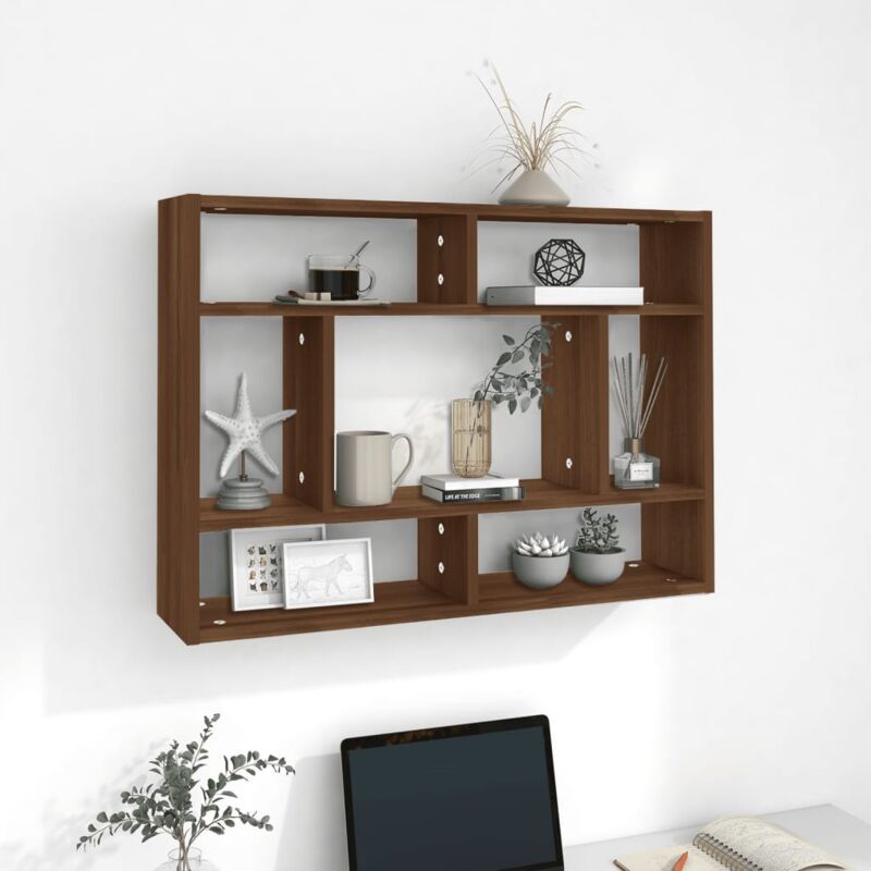 foto del prodotto furniture limited mensola a muro rovere marrone 75x16x55 cm in