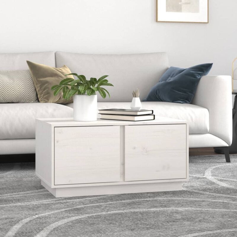 foto del prodotto vidaxl tavolino da salotto bianco 80x50x40 cm legno massello di pino