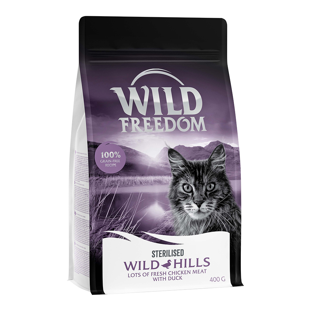 foto del prodotto wild freedom adult wild hills sterilised anatra senza cereali per gatti 400 g