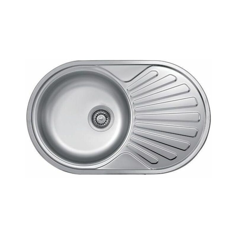 foto del prodotto special round 770 lix770sacrs lavello da incasso 1 vasca gocciolatoio, acciaio inox satinato, 77x48 cm, da incasso, inox satinato elleci