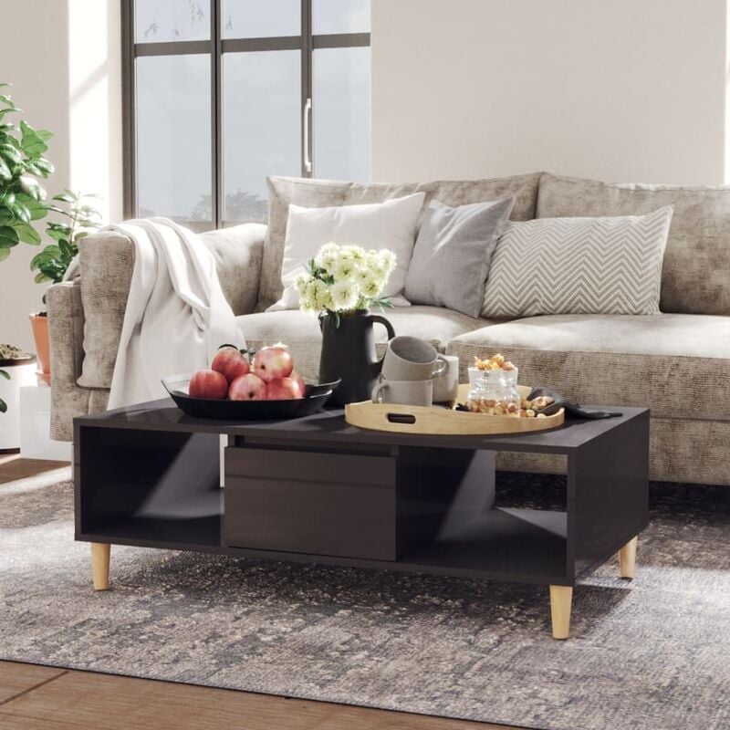 foto del prodotto furniture limited tavolino salotto grigio lucido 103,5x60x35cm
