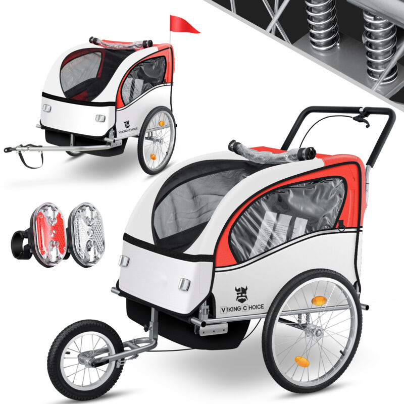 foto del prodotto viking choice rimorchio per bicicletta bambino rimorchio per bicicletta con ammortizzatore rosso
