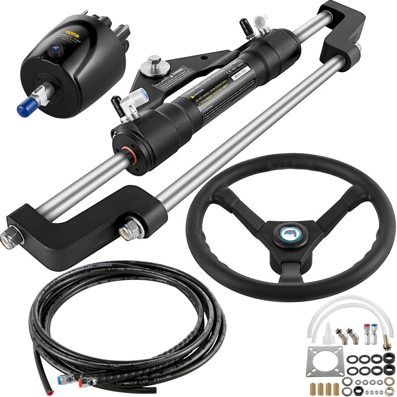 foto del prodotto vevor kit sterzo idraulico per barca, kit sterzo idraulico 300hp pompa timone, kit sterzo idraulico fuoribordo con tubo sterzo idraulico da 14 piedi