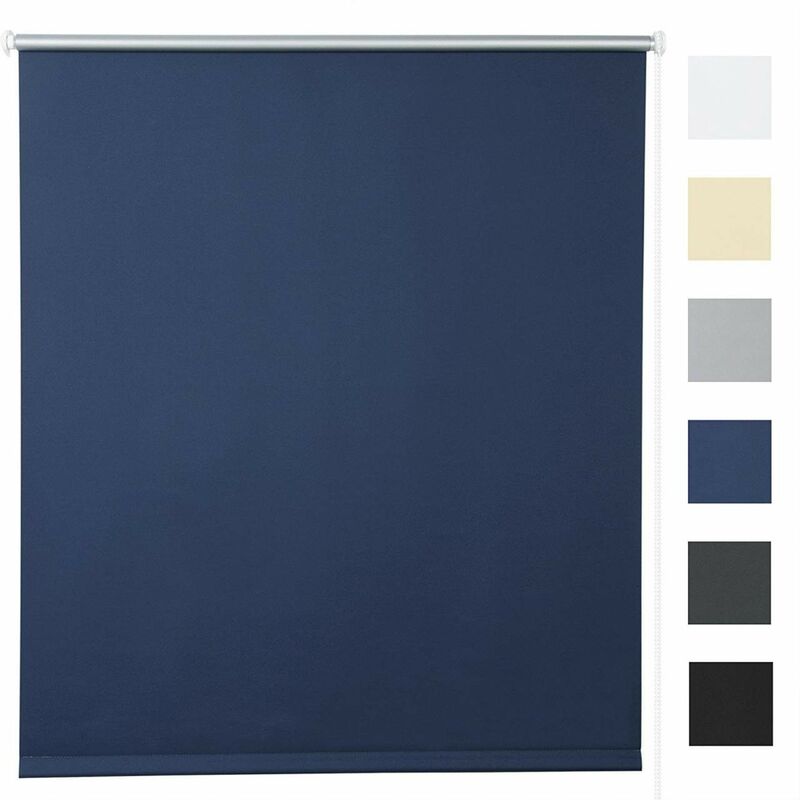 foto del prodotto woltu tenda a rullo oscurante termica isolante finestra porta senza fori blu 100x160 cm