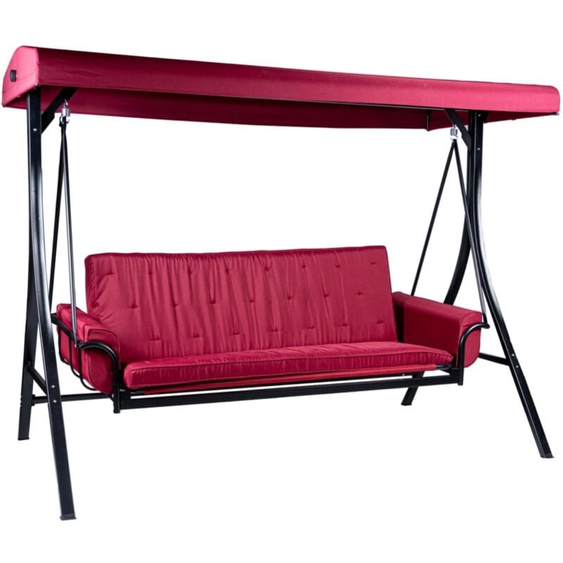 foto del prodotto dondolo da giardino 3 posti eurogarden red passion in acciaio e poliestere burgundy 240x130x182 cm