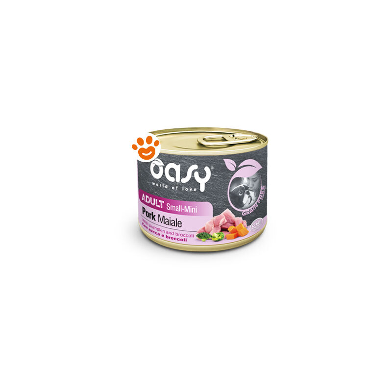 foto del prodotto dog grain free adult small mini maiale dog grain free adult small mini maiale lattina da 200 gr oasy