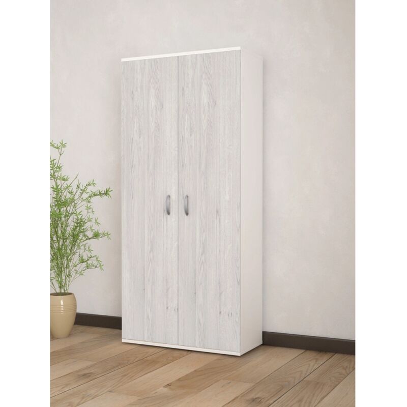 foto del prodotto armadio golf 2 ante bianco e rovere, 80x52x170cm