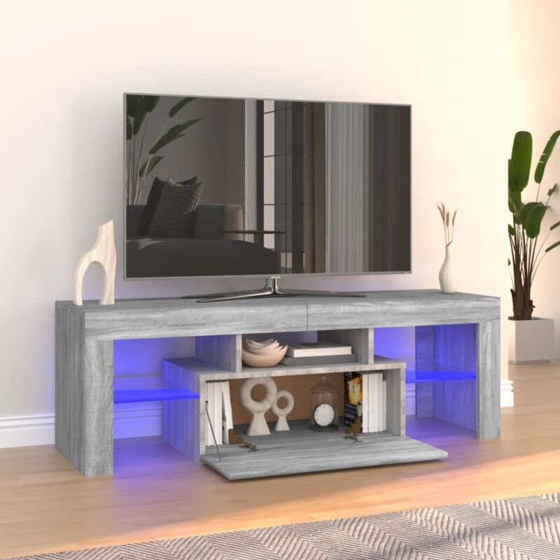 foto del prodotto vidaxl mobile porta tv con luci led grigio sonoma 120x35x40 cmcm