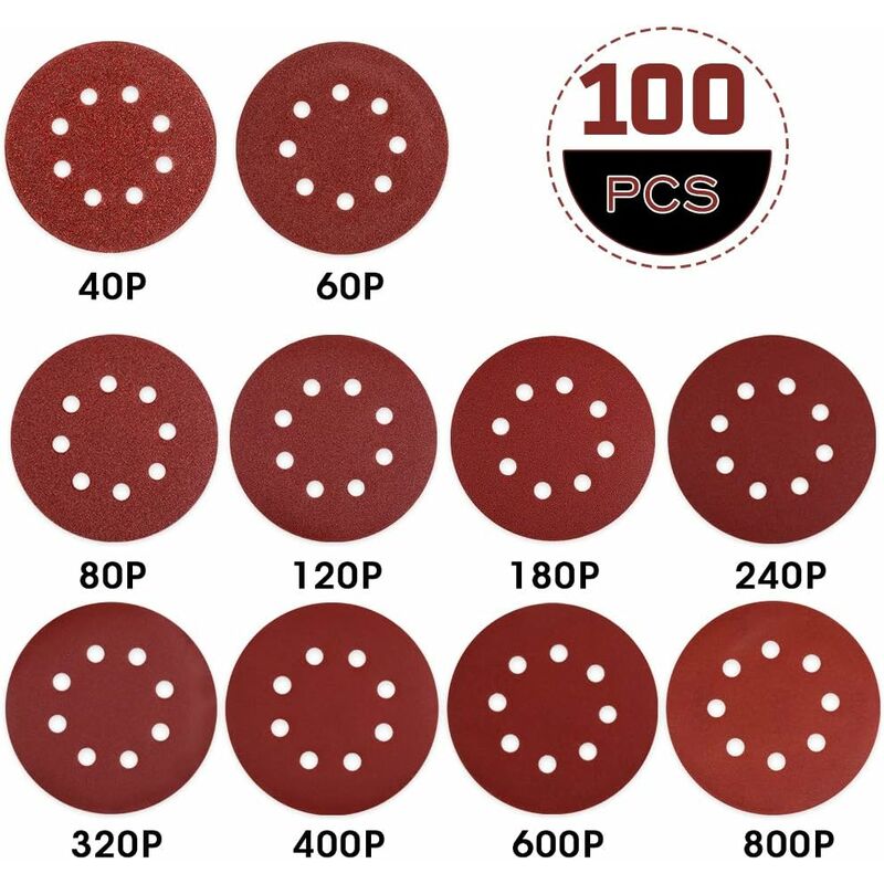 foto del prodotto freosen dischi abrasivi per carta vetrata da 100 pezzi dischi abrasivi da 125 mm 40 60 80 120 180 240 320 400 600 800 ideali per