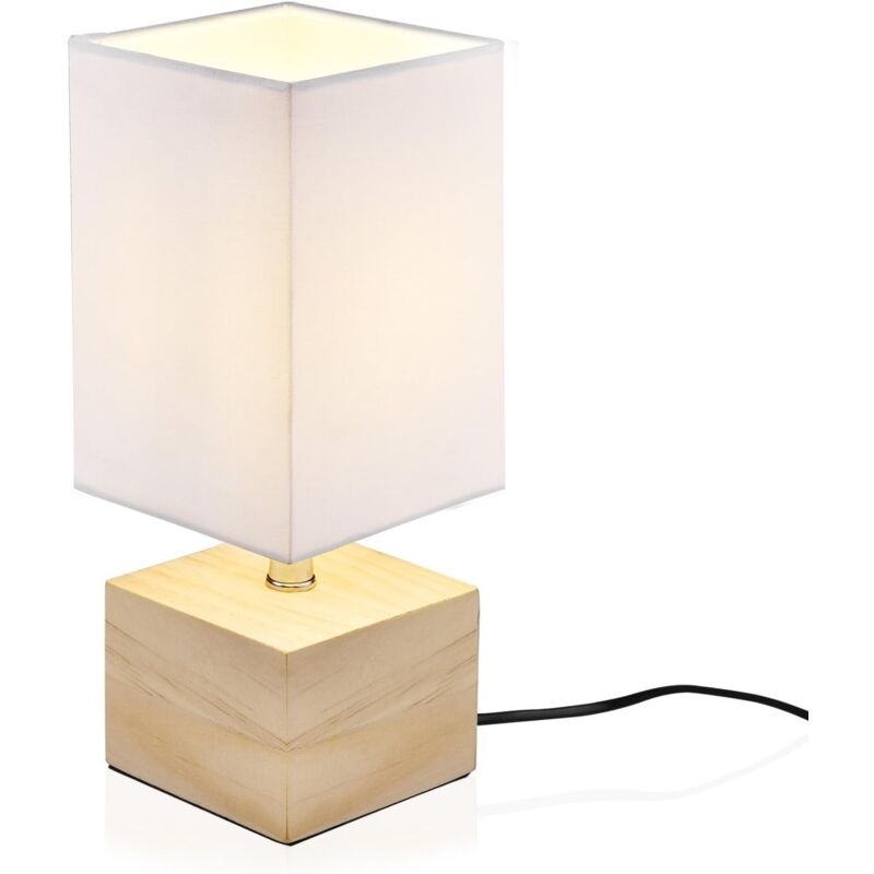 foto del prodotto langray lampada da comodino decorazione moderna, atmosfera estetica lampada da tavolo da lettura cura degli occhi in legno naturale illuminazione