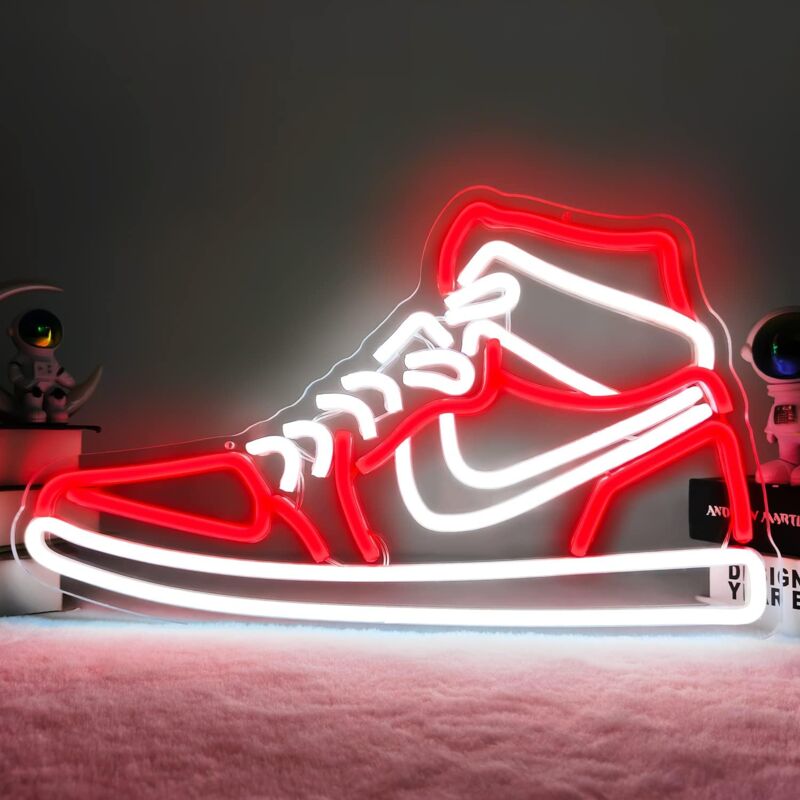 foto del prodotto rapanda sneaker insegna al neon per scarpe sportive, insegne luminose a led per ragazzi, per camera da letto, grotta dell uomo, casa, feste, pub,