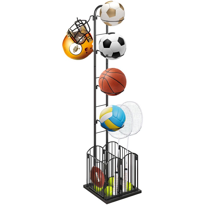 foto del prodotto haloyo rack di stoccaggio per pallacanestro deposito per attrezzature sportive, organizzatore di attrezzature sportive per pallavolo, calcio,