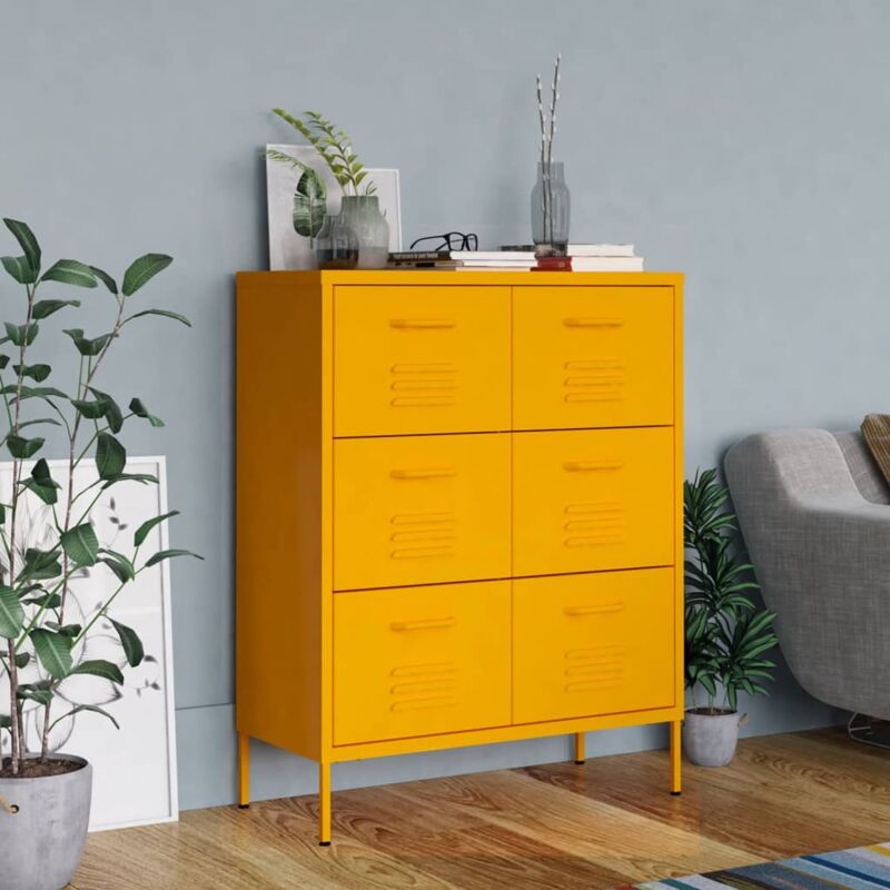 foto del prodotto furniture limited cassettiera giallo senape 80x35x101,5 cm in