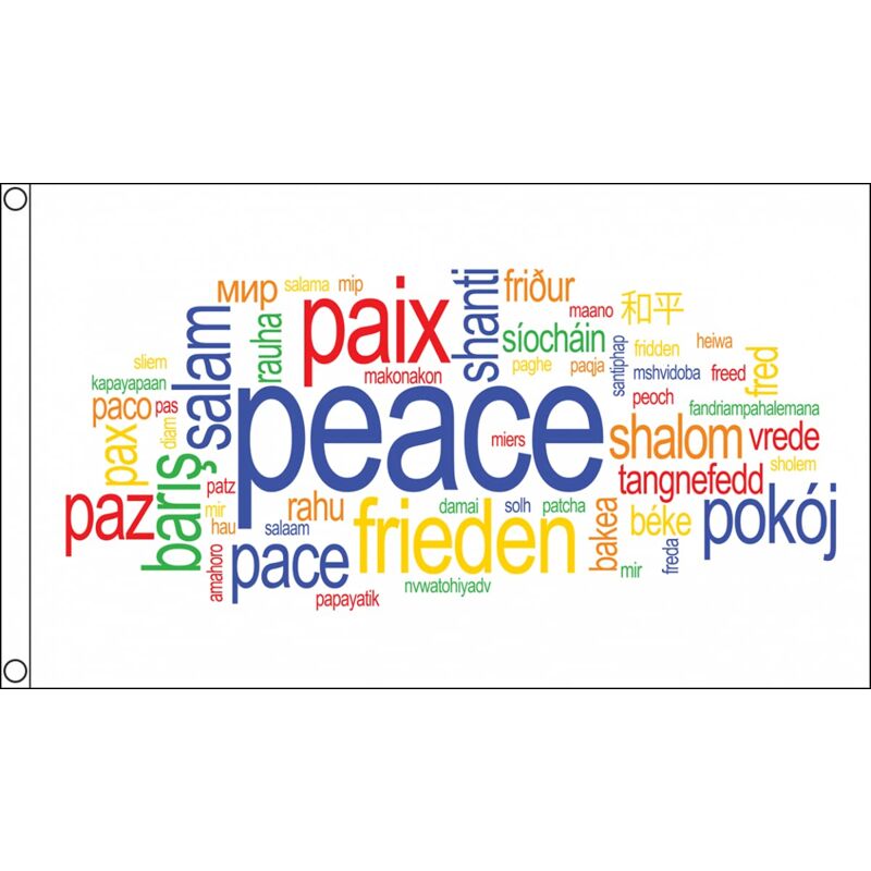 foto del prodotto az flag bandiera pace multilingue 150x90cm bandiera paz paix peace frieden 90 x 150 cm