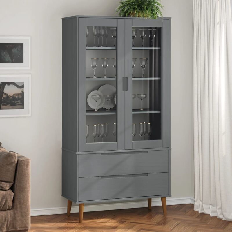 foto del prodotto vidaxl vetrina molde grigia 90x35x175 cm in legno massello di pino