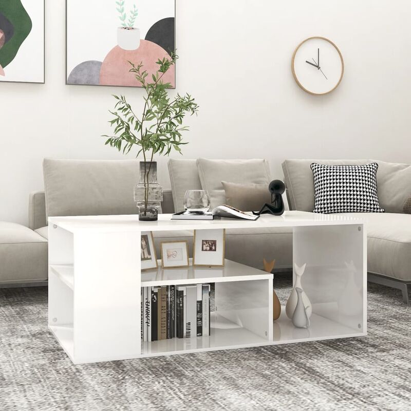 foto del prodotto furniture limited tavolino da salotto bianco lucido 100x50x40cm