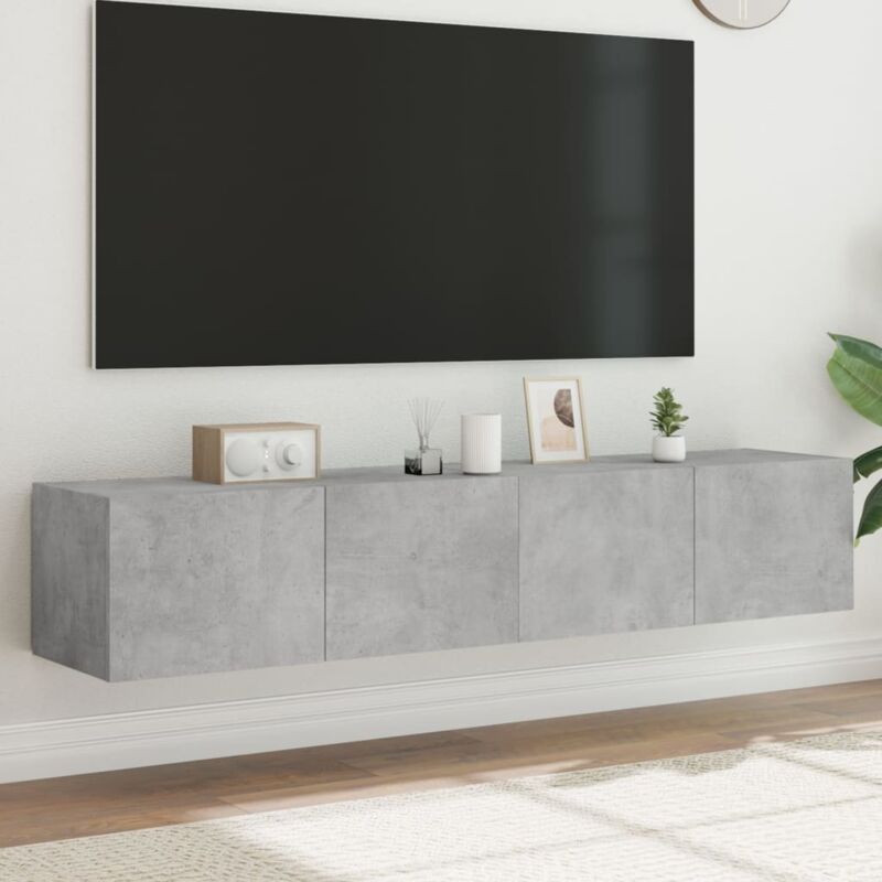 foto del prodotto vidaxl mobili tv a parete con luci led 2pz grigio cemento 80x35x31 cm