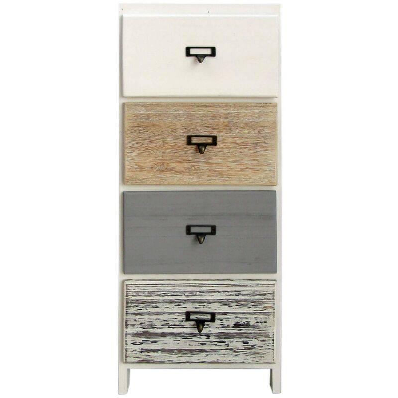 foto del prodotto rebecca mobili cassettiera 4 cassetti bianco legno beige grigio montato 79x30x24