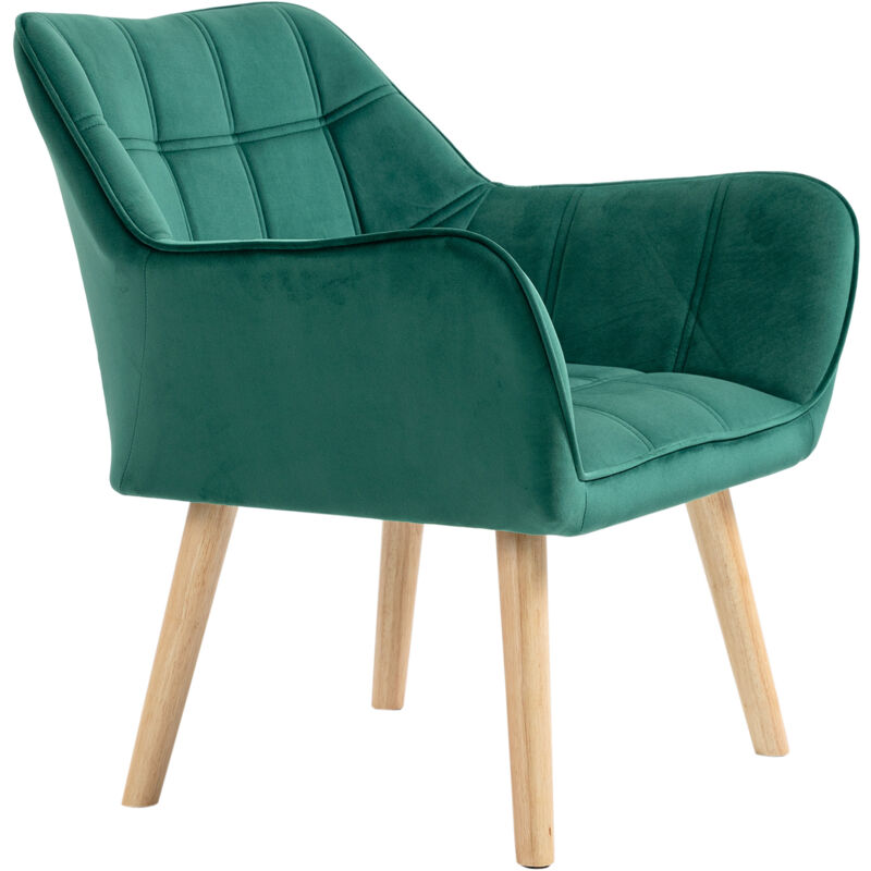 immagine 0 del prodotto homcom poltroncina dal design scandinavo in legno e velluto verde
