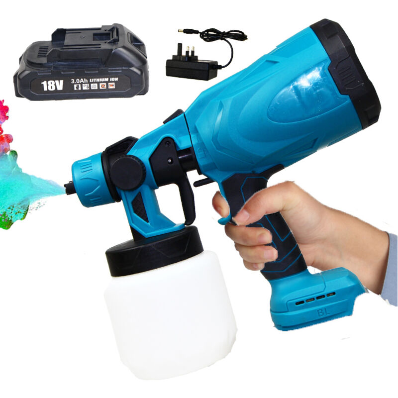 foto del prodotto teetok spruzzatore di vernice senza fili hvlp pistola a spruzzo elettrica da 550 w pistola per verniciatura a mano per recinzione, batteria da