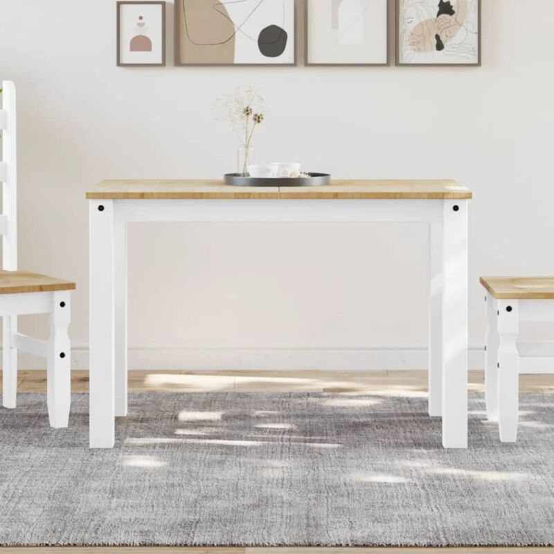 foto del prodotto tavolo da pranzo panama bianco 117x60x75 cm legno massello pino vidaxl