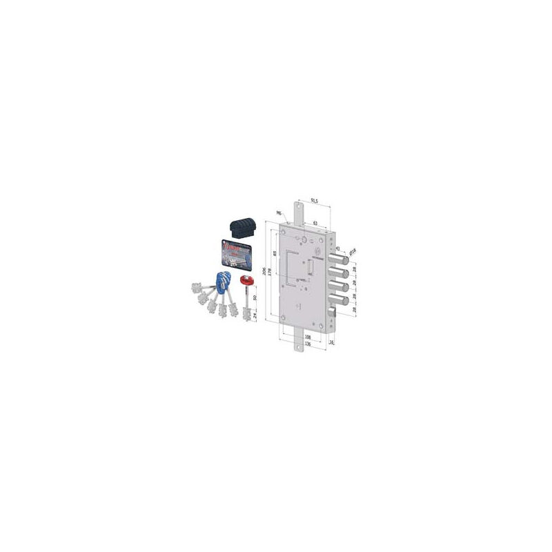 immagine 0 del prodotto securemme serratura triplice applicare per porte blindate d.mappa int.28 240 2401dcr0328s56 