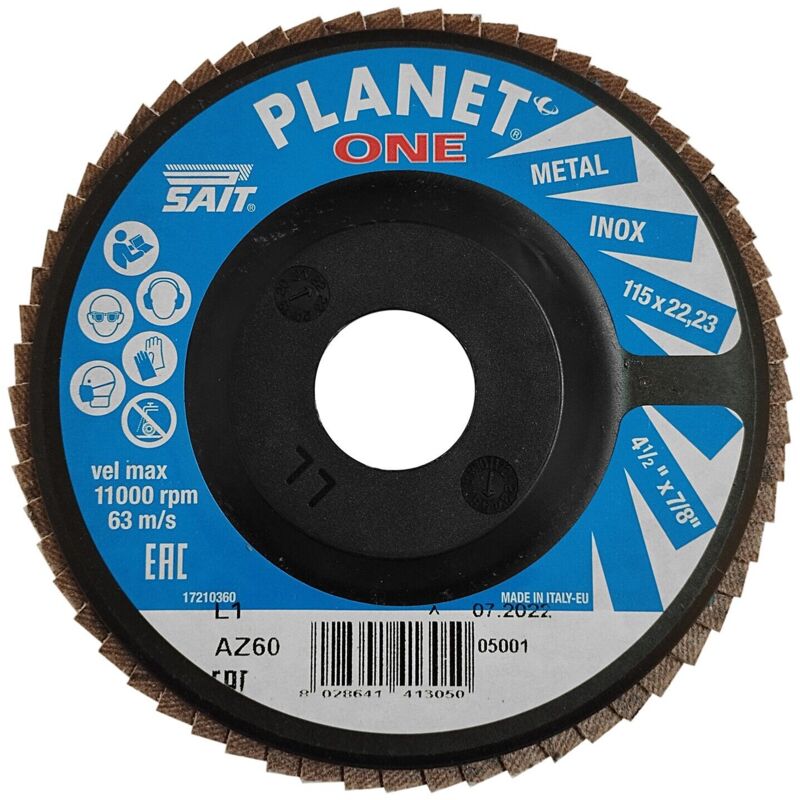 foto del prodotto planet one az disco abrasivo lamellare piano 115x22,23 grana 60 sait
