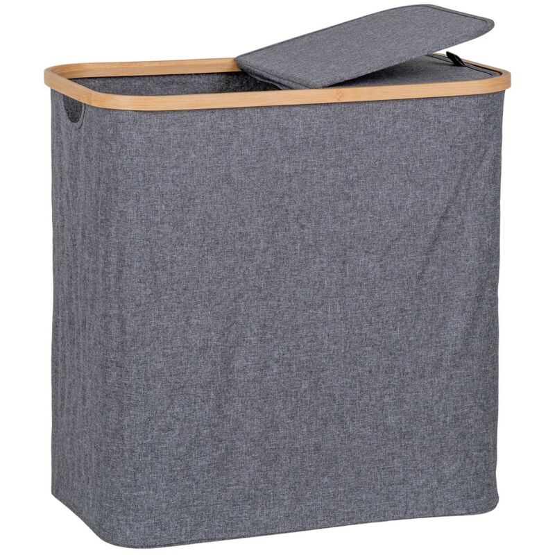 foto del prodotto epikasa portabiancheria noto, bamboo, poliestere, grigio, 33x54x54 cm