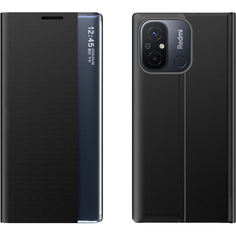 immagine 0 del prodotto cover con patta e supporto per xiaomi redmi 11a poco c55 redmi 12c new sleep case nera