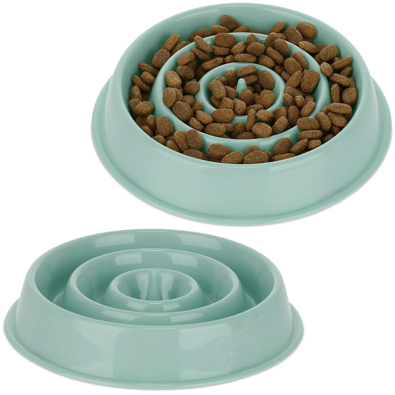 foto del prodotto 2x ciotola anti ingozzamento per cani, 400 ml, lenta assunzione del cibo, adatta alla lavastoviglie, blu