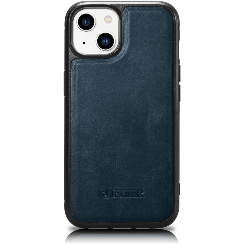 foto del prodotto custodia rivestita in pelle naturale per iphone 14 leather oil wax, blu navy