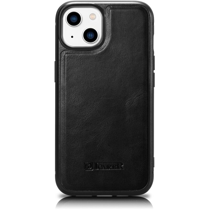 foto del prodotto custodia rivestita in pelle naturale per iphone 14 plus leather oil wax nera
