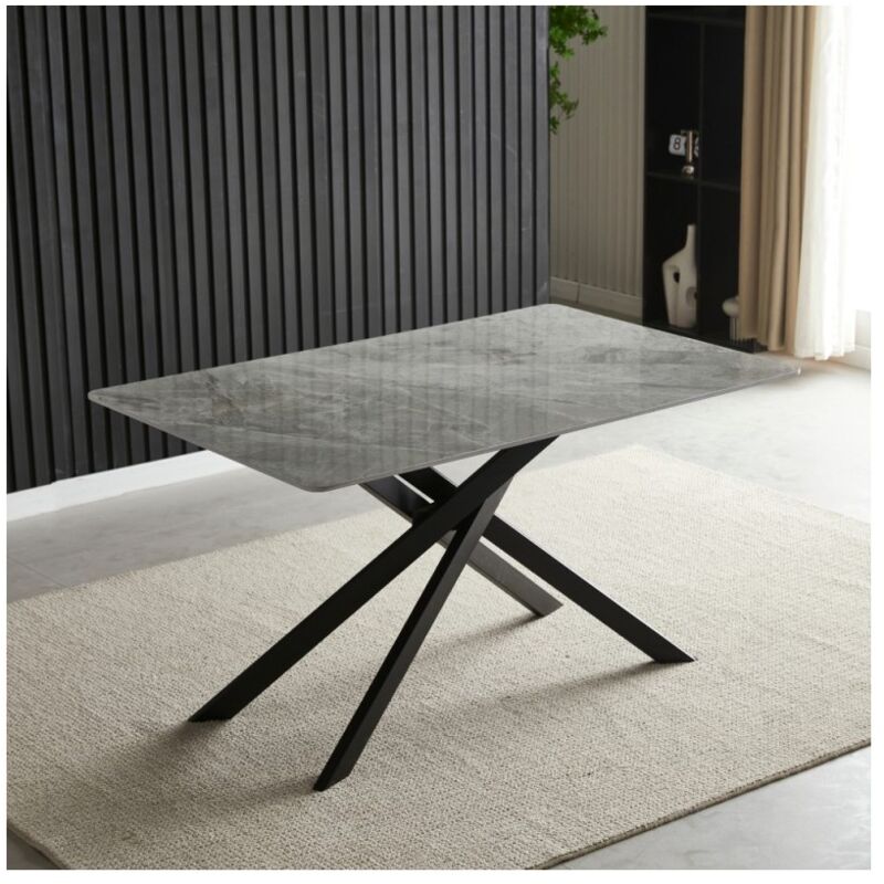 foto del prodotto tavolo rettangolare pacific piano in ceramica effetto marmo grigio lucido