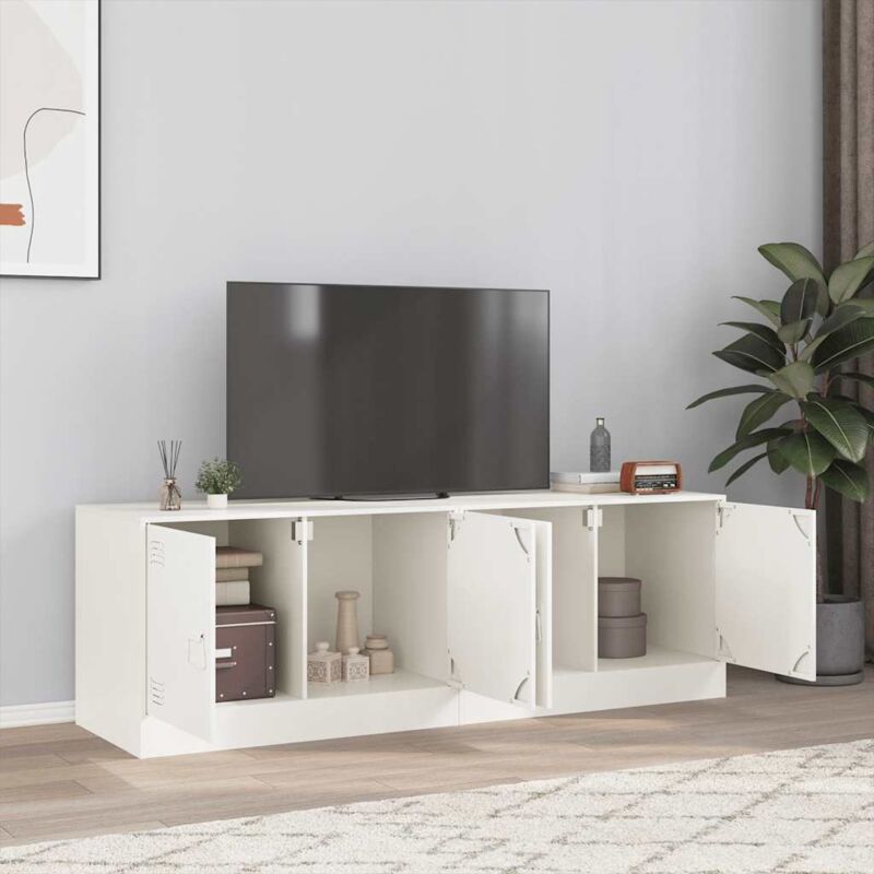 foto del prodotto vidaxl mobili tv 2 pz bianchi 67x39x44 cm in acciaio