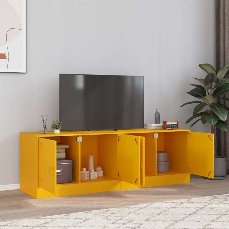 foto del prodotto vidaxl mobili tv 2 pz giallo senape 67x39x44 cm in acciaio