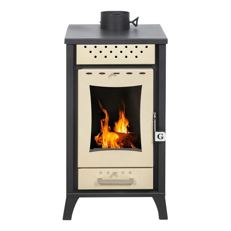foto del prodotto divina fire stufa a legna olga beige potenza 15 kw l45,5xp48,5xh91