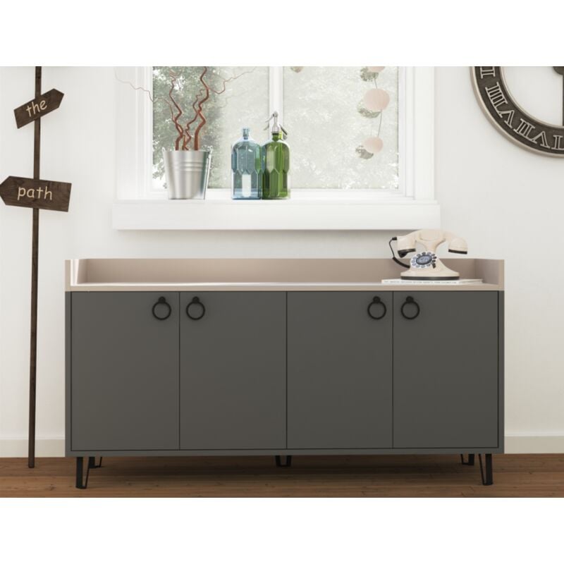 foto del prodotto madia 140x80 h cm grigio antracite e moka chiaro con quattro ante cerignola