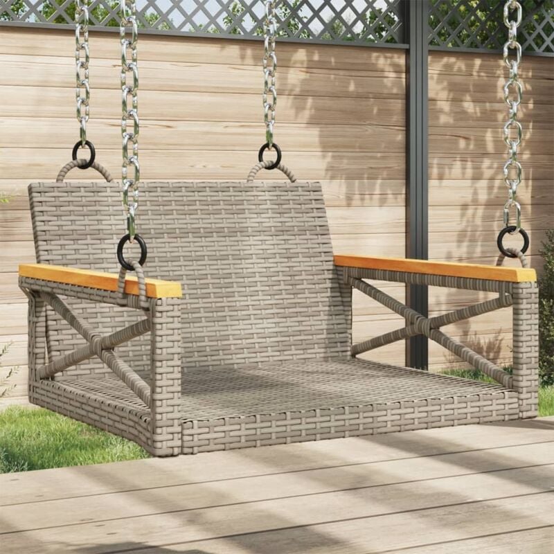foto del prodotto vidaxl panchina a dondolo grigia 63x62x40 cm in polyrattan