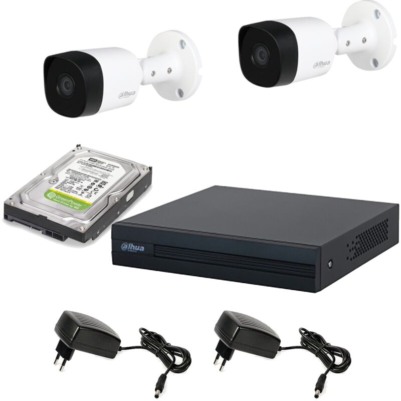foto del prodotto kit videosorveglianza 2 telecamere 5 mpx dahua dvr 8 canali hd 500 gb