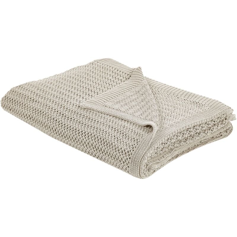 foto del prodotto beliani copriletto decorativo biancheria da letto in cotone 150 x 200 cm beige chiaro ilen