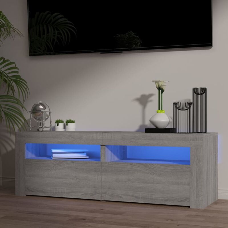 foto del prodotto vidaxl mobile porta tv con luci led grigio sonoma 120x35x40 cmcm