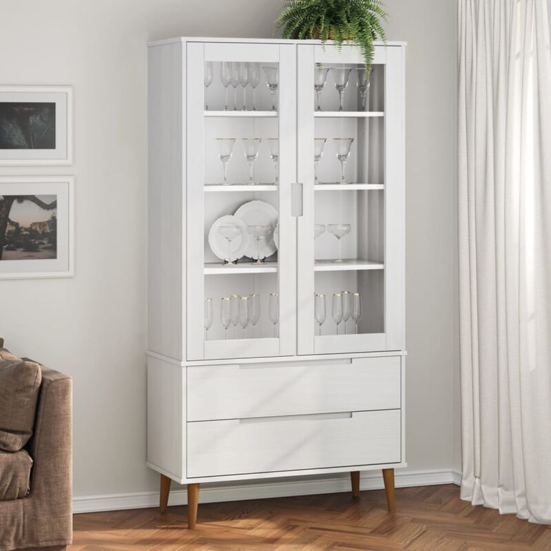 foto del prodotto vidaxl vetrina molde bianca 90x35x175 cm in legno massello di pino