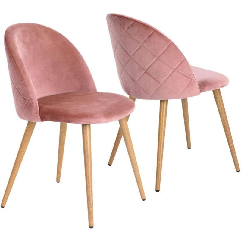 foto del prodotto domo mea sedia da soggiorno in velluto rosa acciaio e finitura legno